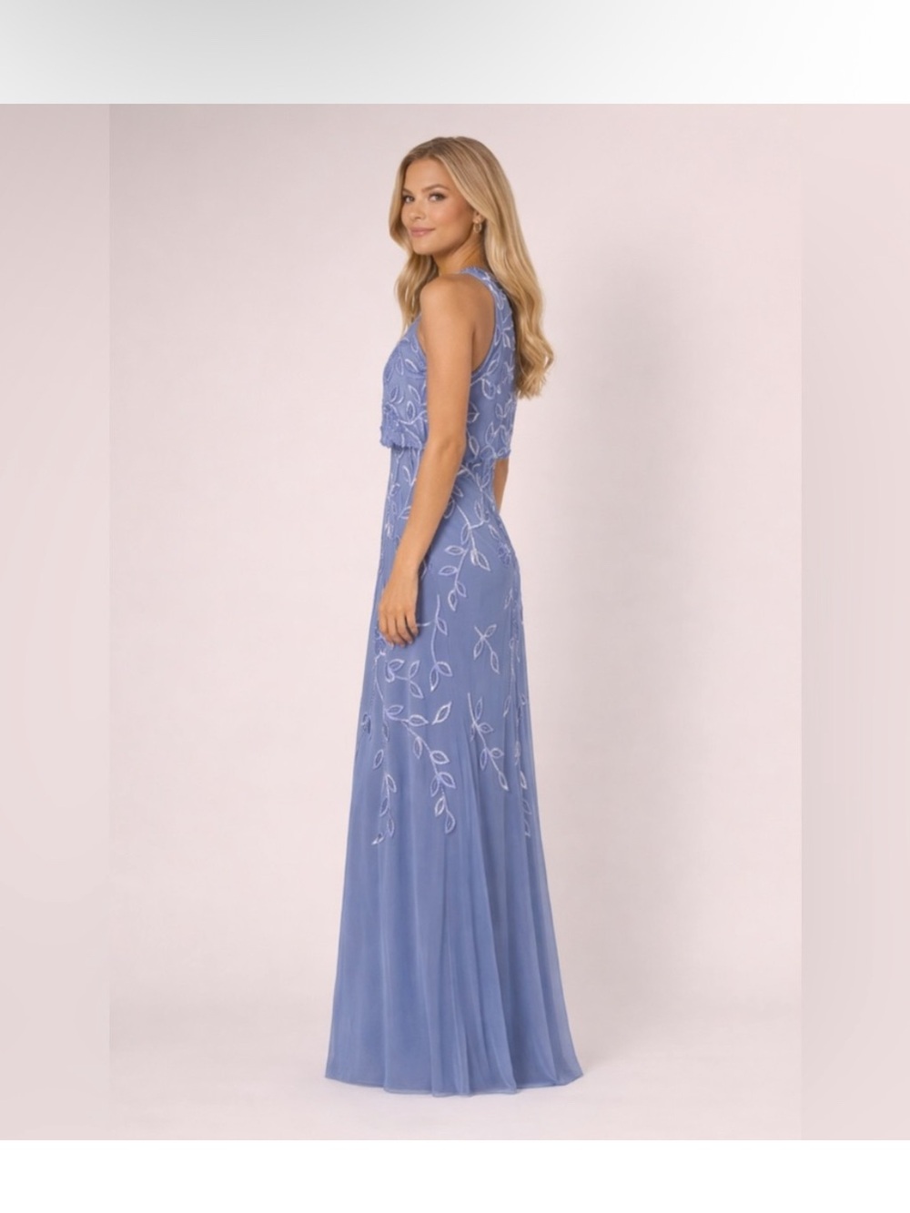 Adrianna Papell French Blue Beaded Gown SZ 16 NWT Formal Evening Dress GALA MOB - Picture 2 of 12
